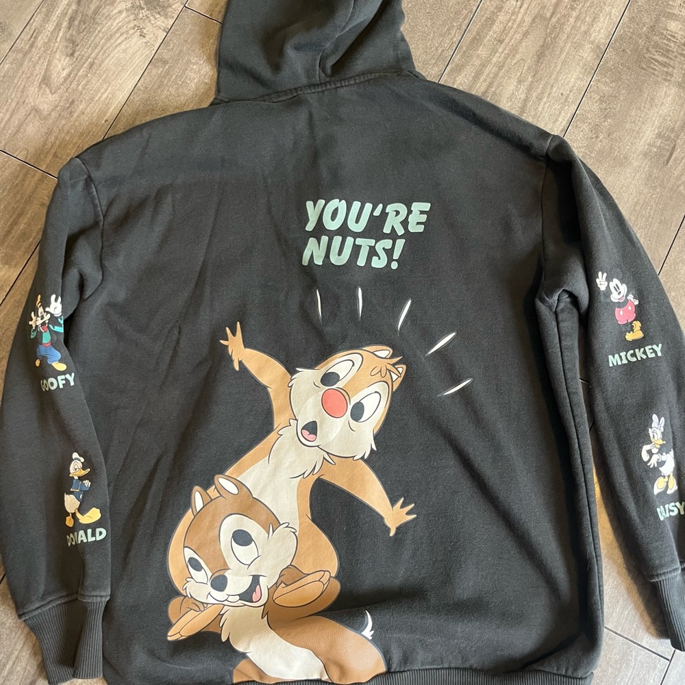 H&M Black Chip 'n' Dale Cartoon Pullover Hoodie